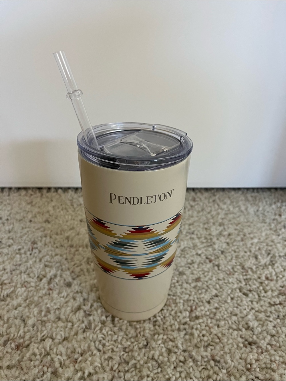 Pendleton Cream Tumbler with Straw